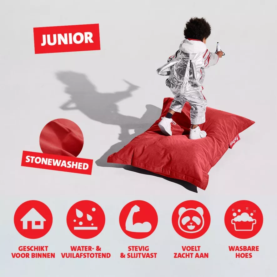 Fatboy Junior Stonewashed Zitzak Rood - Afbeelding 15