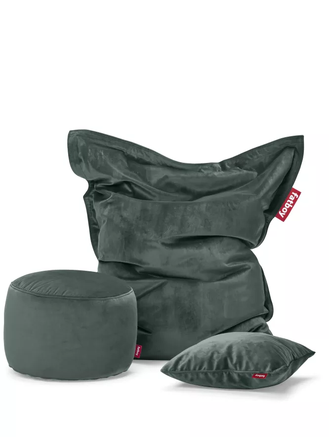 Fatboy Original Slim Velvet Zitzak + Point Poef Recycled Petrol - Afbeelding 7