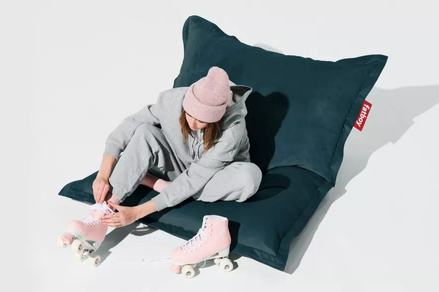 Fatboy Original Slim Velvet Zitzak + Point Poef Recycled Petrol - Afbeelding 10