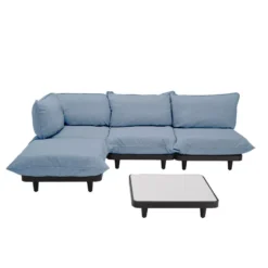 Fatboy Paletti 3-zits Loungebank Storm Blue + Salontafel Light Grey
