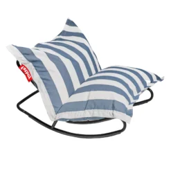 Fatboy Rock 'n Roll Schommelstoel Zwart Outdoor Zitzak Stripe Ocean Blue